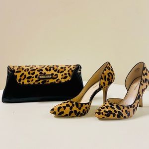 Anne Klein Matching Leopard Print Clutch & Heels
